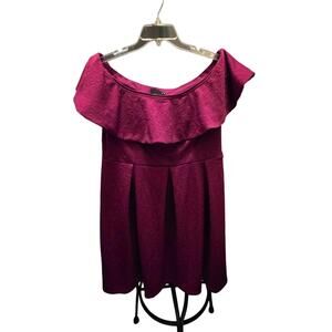 ASOS  Women's Off-Shoulder Textured Dress‎ - Burgundy